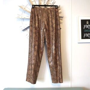 Harve Benard Holtzman Snakeskin Print Trousers Size 8 Faux Leather Fully Lined